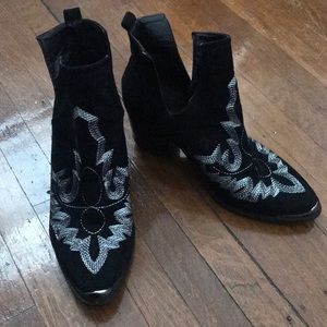 Black and white western inspired bootie